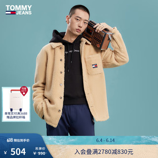 TOMMY JEANS男女同款纯棉经典旗标字母刺绣抽绳连帽套头卫衣DM0DM15363 黑色BDS M