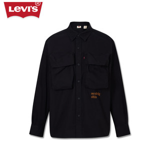 Levi's李维斯24夏季男士牛仔衬衫复古潮流休闲简约通勤舒适百搭 黑色 XL