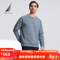 诺帝卡（NAUTICA）男装24春夏双面珠地亲肤长袖圆领卫衣男KO4109 雾霾蓝41H S