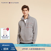 TOMMY HILFIGER男装通勤签字体刺绣合身版立领拉链开襟卫衣外套78J8940 灰色P8F M