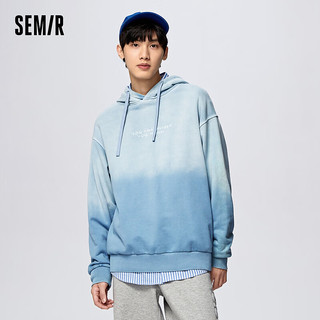 森马（Semir）卫衣男宽松连帽字母刺绣春秋季渐变上衣 粉蓝80075 170/88A/M