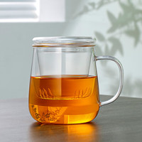 倍炫 玻璃泡茶杯茶水分离杯子带过滤胆茶道杯办公室 安逸玻璃杯500ml