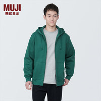 无印良品（MUJI）男式 毛圈棉 拉链连帽衫 男士男生宽松卫衣 潮流 烟熏绿色 L(175/100A)