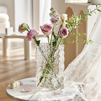 极度空间 玻璃花瓶客厅摆件桌面装饰水培插花透明玻璃花瓶冰川纹