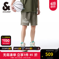 杰克·琼斯（JACK&JONES）夏季潮NBA联名雄鹿队刺绣字母宽松运动休闲短裤男装22439F001 E03 草绿 165/76A/XSR