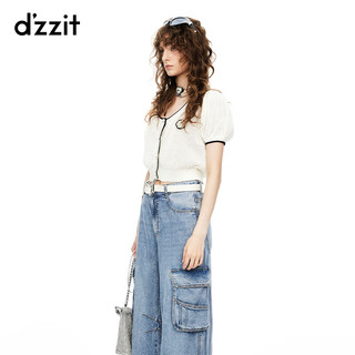 DZZIT地素针织衫2024夏季微泡袖设计精致感女 白色 XS