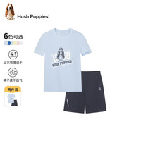 暇步士（Hush Puppies）童装男女童套装2024夏季吸湿透气速干运动活力套装 冰晶蓝 160cm