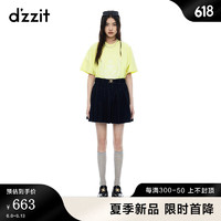 DZZIT地素短袖T恤2024夏季美式复古印花设计上衣女 浅黄色 XS