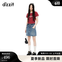 DZZIT地素短袖T恤2024夏季新款复古植绒印花工艺上衣女