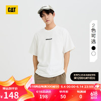 CAT卡特24夏季男款重磅休闲棉感logo印花设计简约短袖T恤618 白色 L