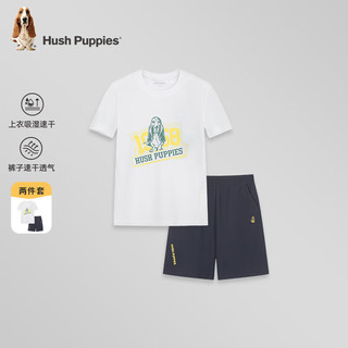 暇步士（Hush Puppies）童装男女童套装2024夏季吸湿透气速干运动活力套装 本白 160cm