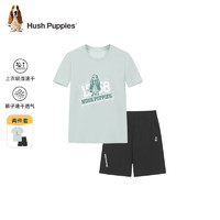 暇步士（Hush Puppies）童装男女童套装2024夏季吸湿透气速干运动活力套装 青黛绿 130cm