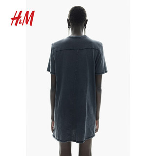 H&M2024夏季女士带垫肩T恤连衣裙1228855 黑色 155/76