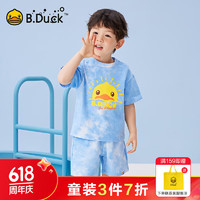 B.Duck小黄鸭童装儿童套装男童短袖两件套宝宝夏装运动装 海洋蓝 100cm
