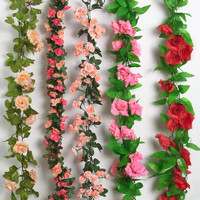 Bloom Life 匠心綻放 玫瑰仿真花藤壁掛纏繞空調水管道遮擋裝飾客廳吊頂9頭粉色2條裝