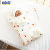 Cotton 棉加加 ++）新生儿包被夏天超薄2层襁褓巾 彩爱心80*80-新生儿浴巾包毯