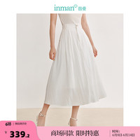茵曼（INMAN）纯色休闲半身裙2024夏季女装宽松A摆裙子 云朵白 L
