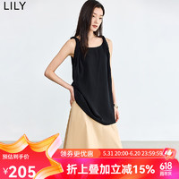 丽丽 LILY2024夏季设计感前后两穿手工扭转肩带黑色宽松吊带雪纺衫 510黑色 XL