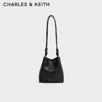 CHARLES&KEITH24夏简约抽绳式柔软单肩水桶包女CK2-10271282 Noir黑色 M