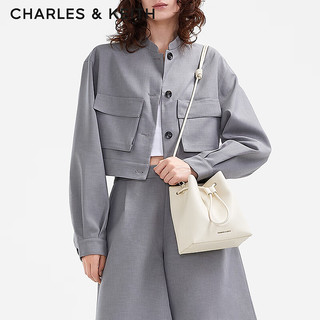 CHARLES&KEITH24夏简约抽绳式柔软单肩水桶包女CK2-10271282 Beige米色 M