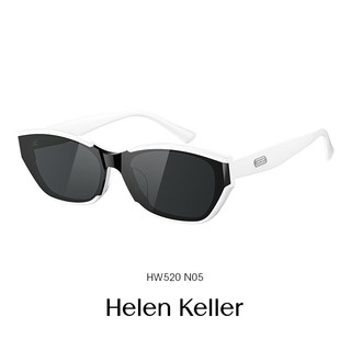 海伦凯勒（HELEN KELLER）眼镜男女同款防紫外线太阳镜开车驾驶户外墨镜HW520N05 HW520N05全灰镜片+白色框