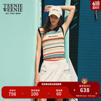 Teenie Weenie小熊女装2024度假风马甲时髦撞色学院风毛针织衫 条纹 160/S