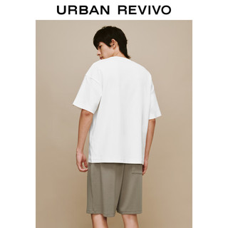 UR夏季男装时尚华夫格拼接贴袋宽松薄款短袖T恤UMF432088 本白 M