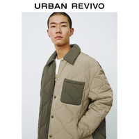 UR秋冬男装潮牌设计感撞色葫芦形绗缝翻领棉服UML130024 军绿 M