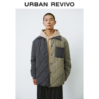 UR秋冬男装潮牌设计感撞色葫芦形绗缝翻领棉服UML130024 深灰 L