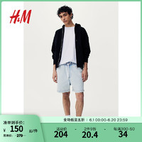 H&M2024夏季男装中腰牛仔短裤1218498 浅牛仔蓝 175/88