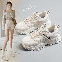 奥古狮登厚底老爹鞋女2024夏季透气增高小白鞋百搭运动鞋