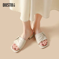 DUSTO 大东 直播-大东时装拖鞋女鞋2024夏新款优雅粗跟中跟方头套脚纯色0010