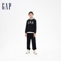 Gap 盖璞 男女童冬季LOGO碳素软磨抓绒柔软卫衣儿童时髦运动上衣836686