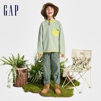 Gap 盖璞 男童2024春季新款柔软高弹撞色logo口袋卫衣儿童装上衣890302