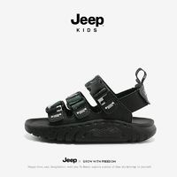 百亿补贴：Jeep 吉普 男童黑色运动凉鞋夏季软底透气防滑2024新款儿童沙滩鞋