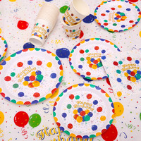 SHICAI 仕彩 一次性餐盘纸杯桌布儿童周岁生日场景布置装饰男女孩派对仪式感