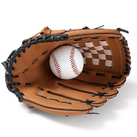 INVUI 英輝 棒球手套投球壘球青少年款加厚耐磨捕手手套（送棒球） M碼 棕色