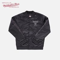 Mitchell&Ness NBA-Mitchell&Ness球隊款公牛隊條紋領復古緞面夾克棒球服外套