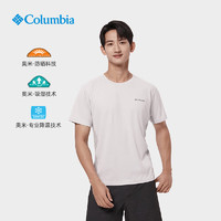 哥伦比亚 男子吸湿降温UPF50防晒防紫外线短袖T恤AE0809 043白色 尺码偏小 建议拍大一码 M(175/96A)