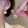 韩国森系花朵镶钻圆球耳环时尚气质设计感耳扣