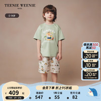 Teenie Weenie Kids小熊童装24夏季男童休闲印花短袖短裤套装 撞色 110cm