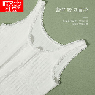 红豆（Hodo）日系竖条纹背心女显瘦百搭女背心性感蕾丝打底女式背心春夏 气质白 165