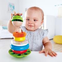 Hape 德国婴幼益智玩具青蛙花式圆环堆塔儿童节礼物12个月E0457