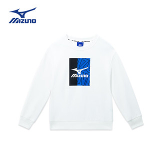 美津浓（MIZUNO）Mizuno儿童圆领卫衣2024春季套头男童舒适百搭宽松 米白色   140cm (身高135-145cm)