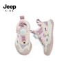 Jeep 吉普 女童鞋子夏季透气网面软底男跑步鞋2024春秋儿童运动鞋 粉紫 38码  鞋内长约24.5cm