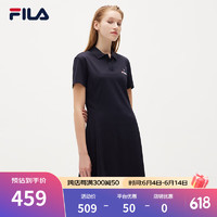 FILA 斐樂 女子連衣裙2021年夏季新款基礎裙子休閑時尚優雅運動裙 傳奇藍-NV 175/92A/XL