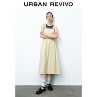 URBAN REVIVO 女装慵懒度假风露背宽松无袖连衣裙 UWU740068 粉卡其 M