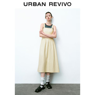 URBAN REVIVO 女装慵懒度假风露背宽松无袖连衣裙 UWU740068 粉卡其 L