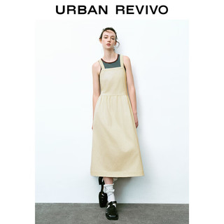 URBAN REVIVO 女装慵懒度假风露背宽松无袖连衣裙 UWU740068 粉卡其 L