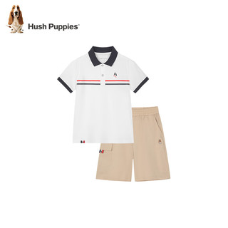 暇步士（Hush Puppies）童装儿童套装2024夏装男童短袖短裤套装透气舒适休闲潮 冰晶蓝 160cm